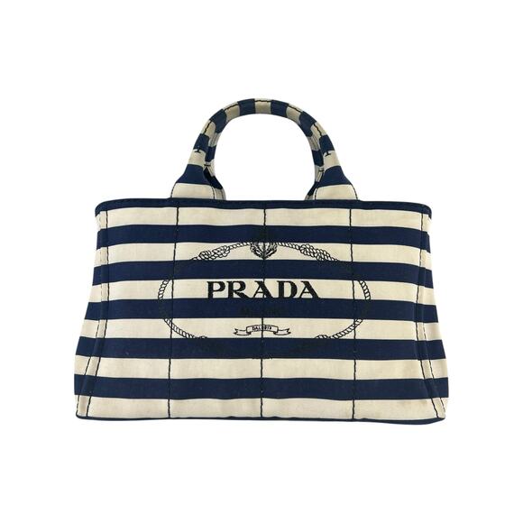 Prada Handbags - Prada Canapa Striped Tote Bag